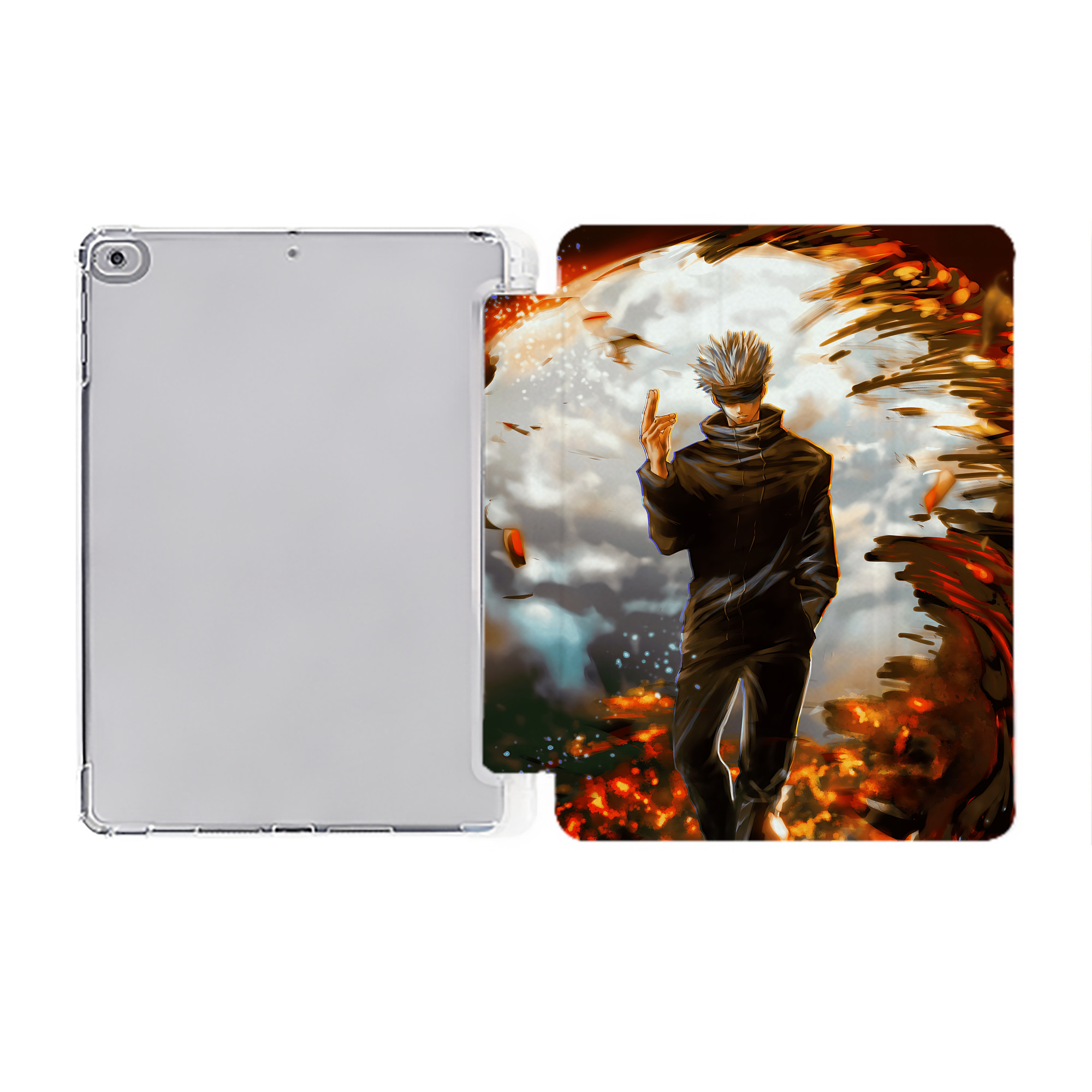 （画像用） 呪術廻戦 Jujutsu Kaisen IPad ケース ペン収納付き 三つ折りスタンド PUレザー×シリコン 対応機種9.5/10.5/10.9インチ